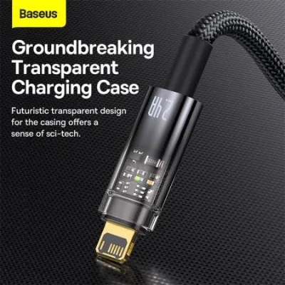 Picture of Baseus Cable Usb To Iphone Lightning Explorer Series Auto Power-Off Fast Charging Data Cable USB to IP 2.4A 2M - Black