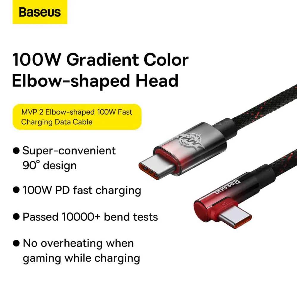 Picture of Baseus MVP 2 Elbow-shaped Data Cable Type-C to Type-C 100W - Black