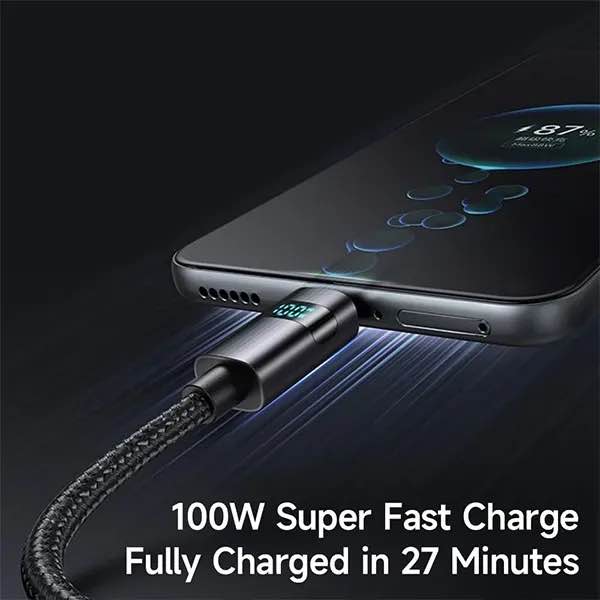 Picture of Mcdodo CA-6520 USB-A to USB-C 66W Fast Charging LED Display Cable - Black