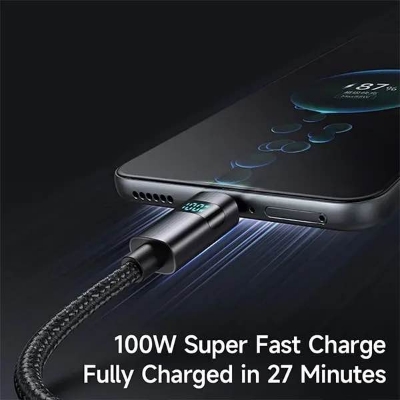 Picture of Mcdodo CA-6520 USB-A to USB-C 66W Fast Charging LED Display Cable - Black