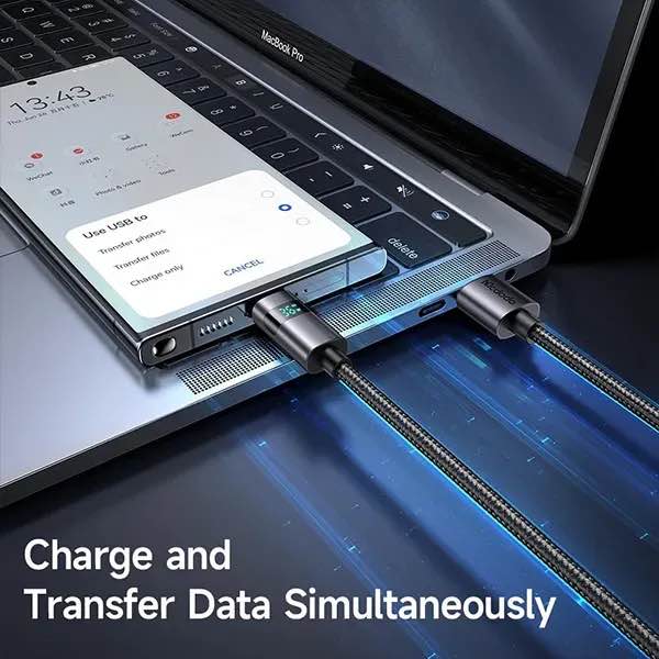 Picture of Mcdodo CA-6520 USB-A to USB-C 66W Fast Charging LED Display Cable - Black