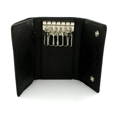 Picture of Keychain HolderFor Men Key Ring for Bikers - Car - Bike - Home - Office Key Ring - Nice key Ring Key Ring Holder Button Design Black Wallet For Men pu Leather Money Bag For Men - Black