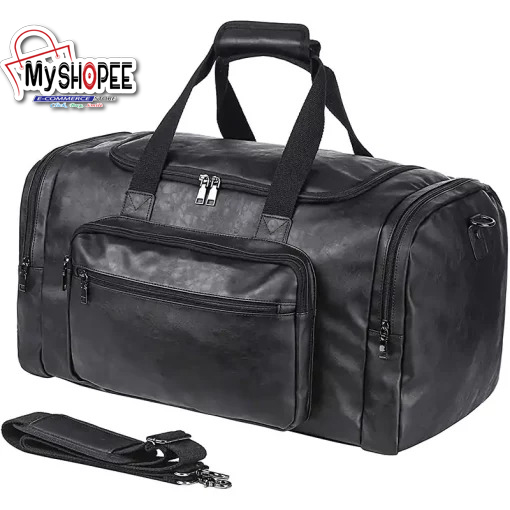 Picture of PU Leather Duffel Bags for Men and Women with Full Grain Travel Overnight Weekend Leather Bags Sports Gym Duffel for Men, MY SHOPEE BD