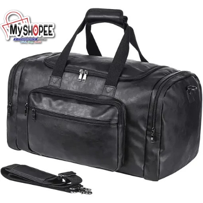 Picture of PU Leather Duffel Bags for Men and Women with Full Grain Travel Overnight Weekend Leather Bags Sports Gym Duffel for Men, MY SHOPEE BD