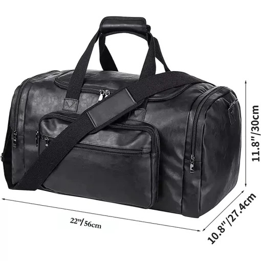 Picture of PU Leather Duffel Bags for Men and Women with Full Grain Travel Overnight Weekend Leather Bags Sports Gym Duffel for Men, MY SHOPEE BD