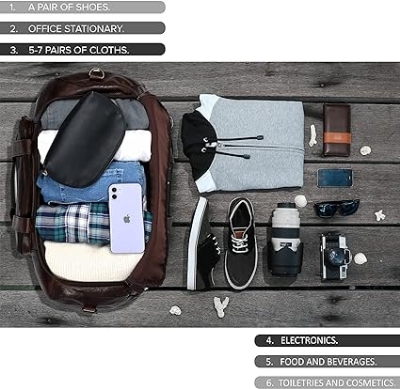 Picture of PU Leather Duffel Bags for Men and Women with Full Grain Travel Overnight Weekend Leather Bags Sports Gym Duffel for Men, MY SHOPEE BD