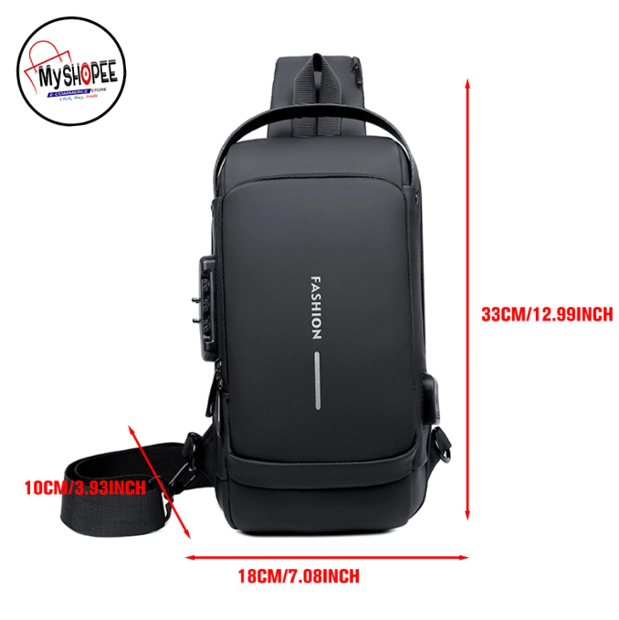 Picture of Men Anti-theft Waterproof Crossbody Bag Sports Bag Waterproof Anti-Thief Code Lock Casual Bag Street Shoulder Bag Messenger Bag Versatile Fashion Chest Bag Travel Bag Business Bag MyShopeeBD