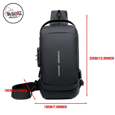 Picture of Men Anti-theft Waterproof Crossbody Bag Sports Bag Waterproof Anti-Thief Code Lock Casual Bag Street Shoulder Bag Messenger Bag Versatile Fashion Chest Bag Travel Bag Business Bag MyShopeeBD
