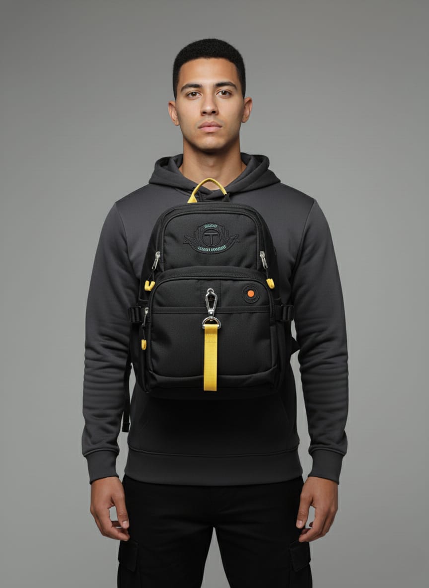 Picture of Tough Warrior (L) Introducing 'The Urban Explorer' Mini Backpack / Crossbody Bag– your perfect companion for everyday adventures and stylish outings[ Model No..3 ] - Black