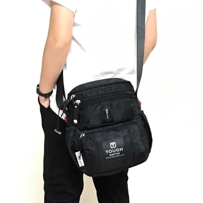 Picture of Cross body Bag For Men Official Touch Power & Tough Warrior (M) Size Men Sling Bag Shoulder Bag Chest Bag Soft & Smooth Nylon - Black