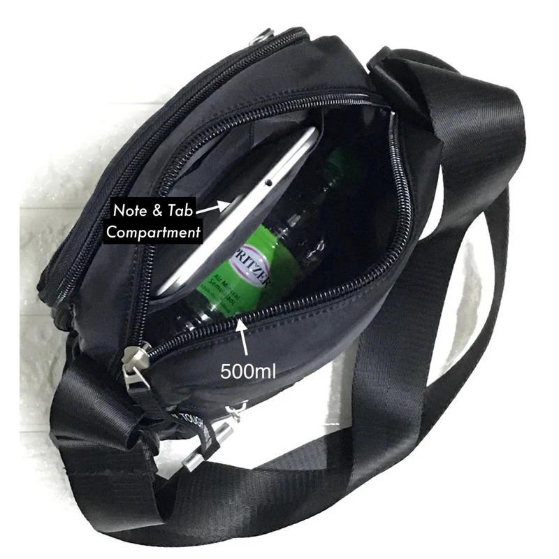 Picture of Cross body Bag For Men Official Touch Power & Tough Warrior (M) Size Men Sling Bag Shoulder Bag Chest Bag Soft & Smooth Nylon - Black