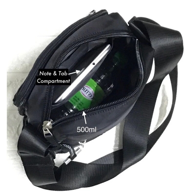 Picture of Cross body Bag For Men Official Touch Power & Tough Warrior (M) Size Men Sling Bag Shoulder Bag Chest Bag Soft & Smooth Nylon - Black