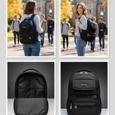 Picture of Unisex premium quality backpack with both (Girl or boys ) - Black