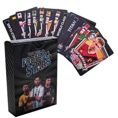 Picture of 54Pc World Football Stars Black Waterproof Plastic Cards - 54 Pieces Black FIFA Card