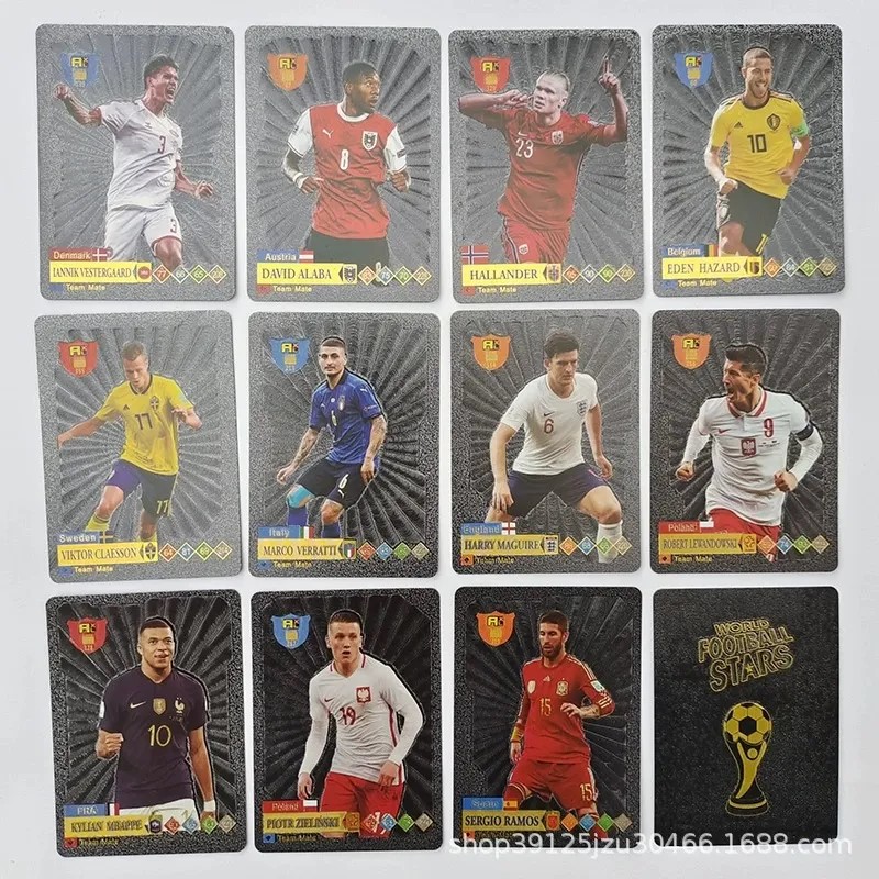 Picture of 54Pc World Football Stars Black Waterproof Plastic Cards - 54 Pieces Black FIFA Card