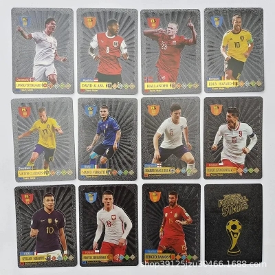 Picture of 54Pc World Football Stars Black Waterproof Plastic Cards - 54 Pieces Black FIFA Card