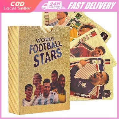 Picture of 54Pc World Football Stars Gold Waterproof Plastic Cards - 54 Pieces Golden Card