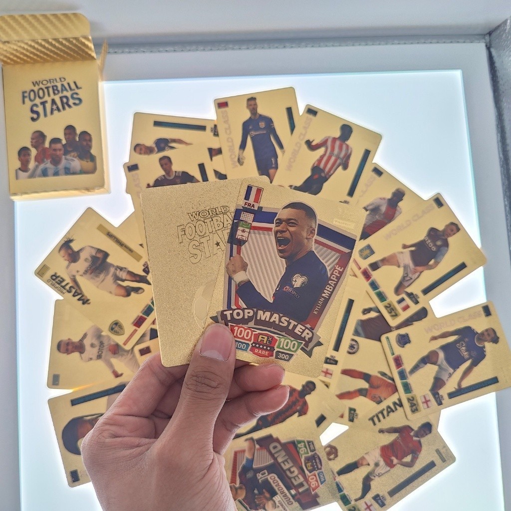 Picture of 54Pc World Football Stars Gold Waterproof Plastic Cards - 54 Pieces Golden Card