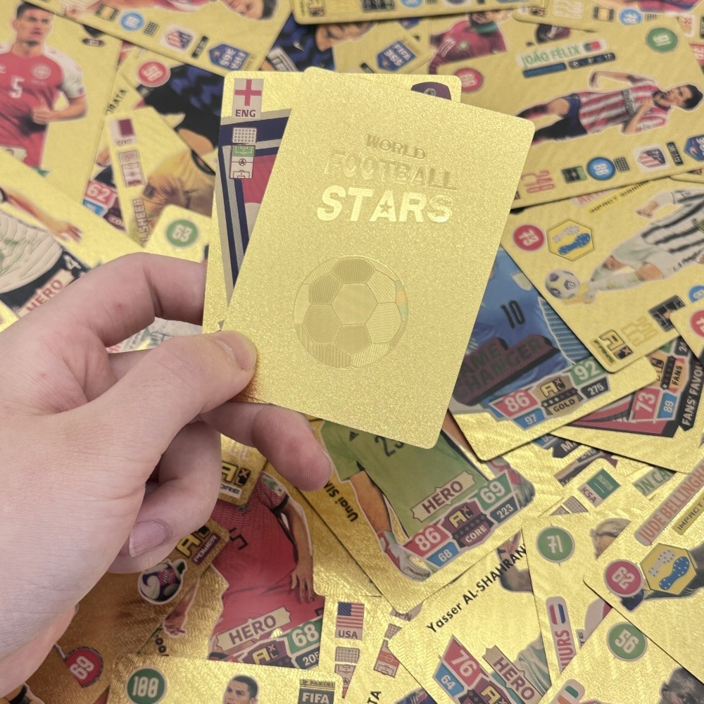 Picture of 54Pc World Football Stars Gold Waterproof Plastic Cards - 54 Pieces Golden Card