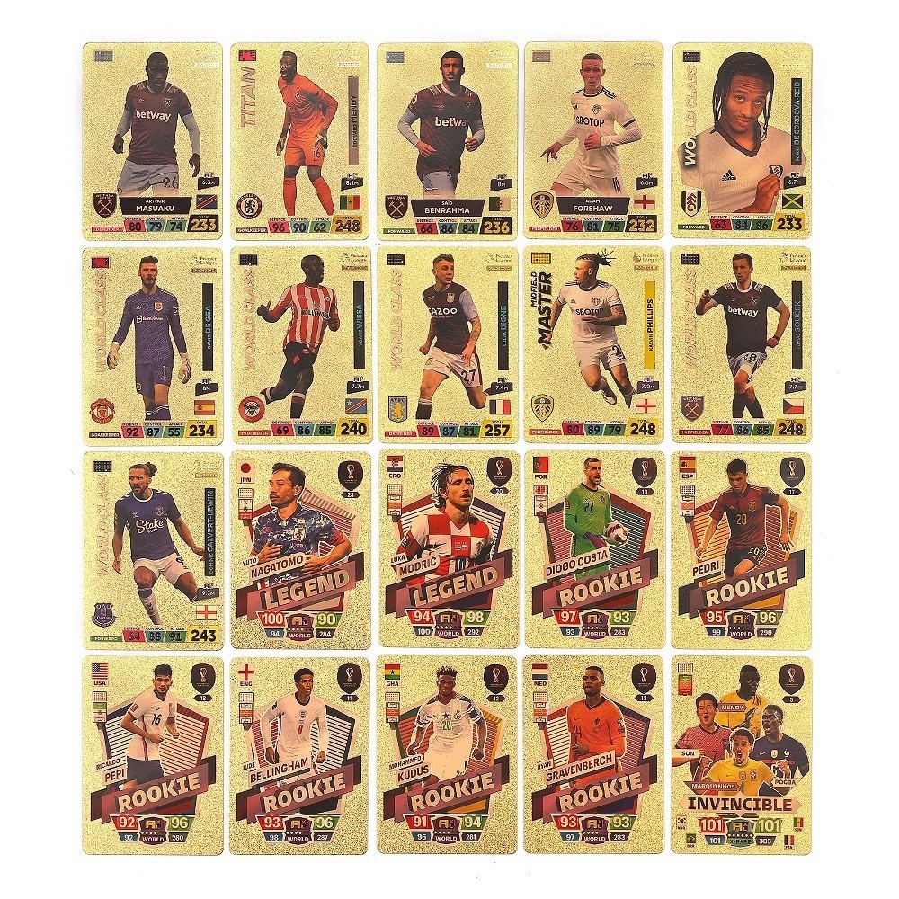 Picture of 54Pc World Football Stars Gold Waterproof Plastic Cards - 54 Pieces Golden Card