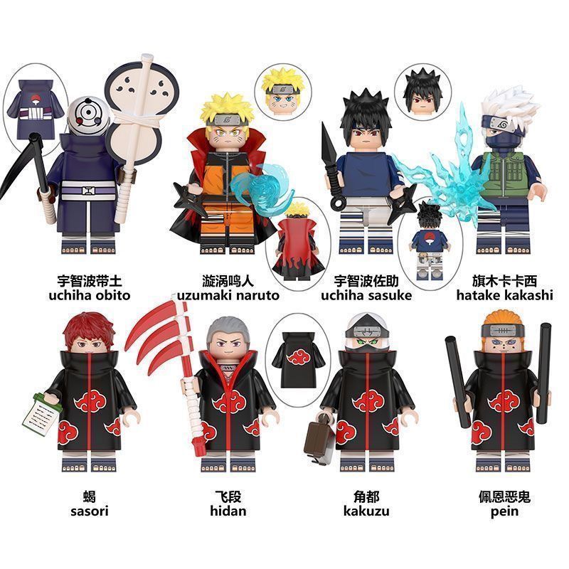Picture of Naruto Figures Building Blocks DIY Assembly Cartoon Educational Toy - Uchiha Sasuke Itachi Kakashi Akatsuki Madara Figure Toy - 1 random design