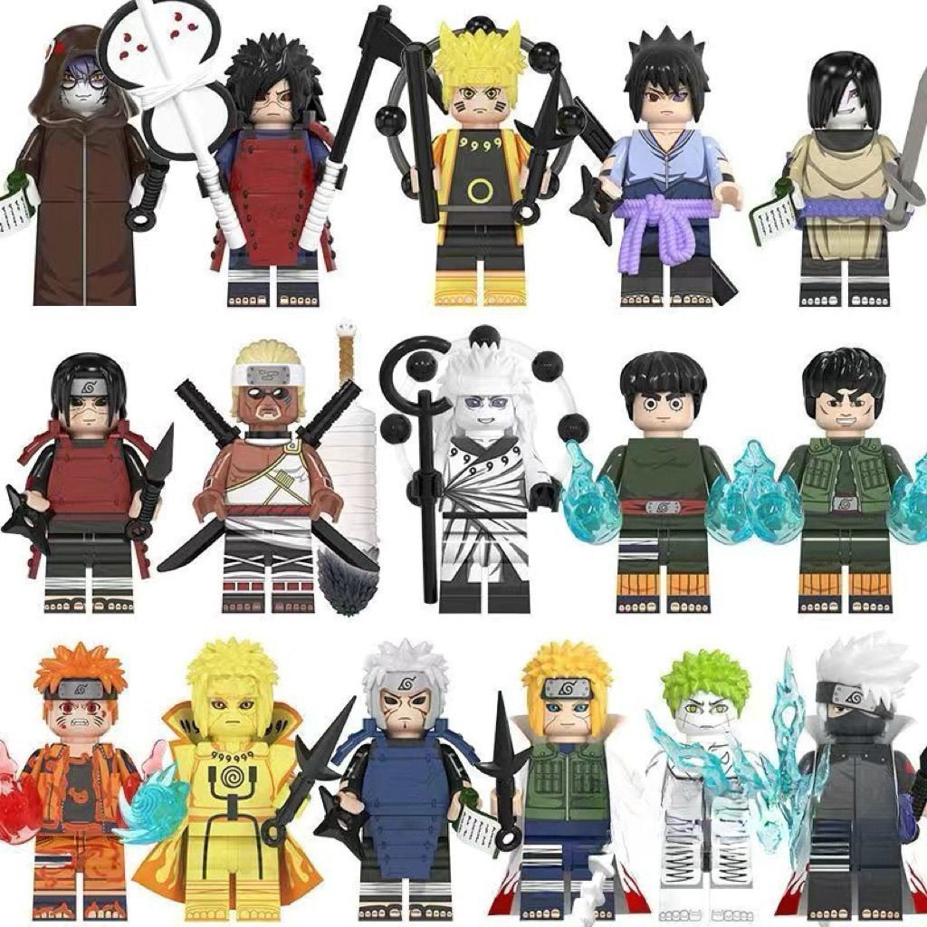 Picture of Naruto Figures Building Blocks DIY Assembly Cartoon Educational Toy - Uchiha Sasuke Itachi Kakashi Akatsuki Madara Figure Toy - 1 random design
