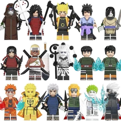 Picture of Naruto Figures Building Blocks DIY Assembly Cartoon Educational Toy - Uchiha Sasuke Itachi Kakashi Akatsuki Madara Figure Toy - 1 random design