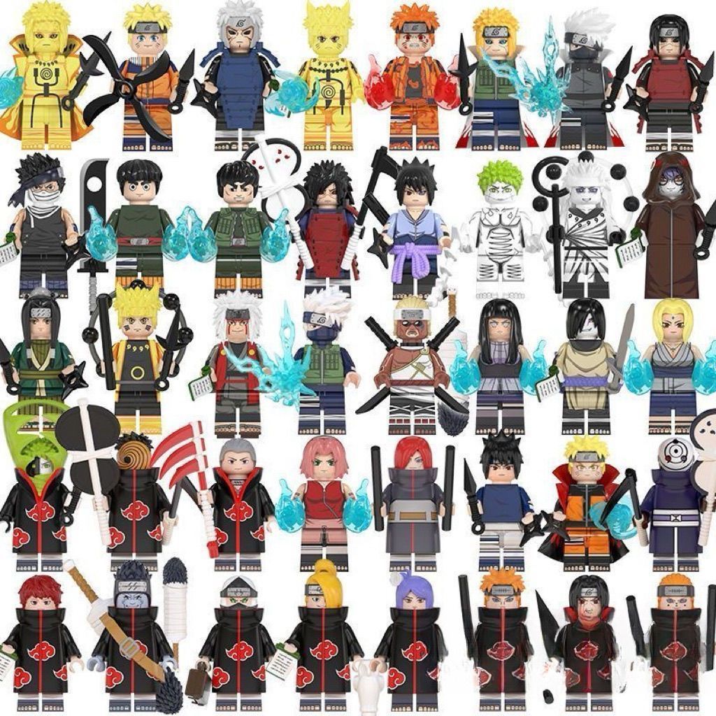 Picture of Naruto Figures Building Blocks DIY Assembly Cartoon Educational Toy - Uchiha Sasuke Itachi Kakashi Akatsuki Madara Figure Toy - 1 random design