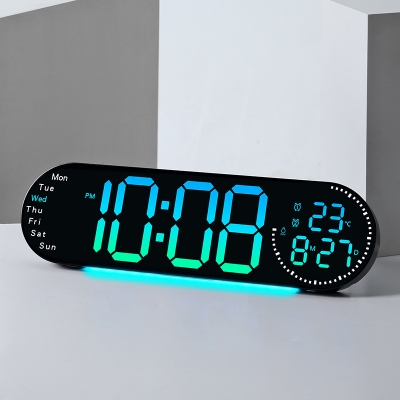 Picture of 17" Large Oval RGB LED Wall Clock 14 color mood Display Table office Alarm Clock