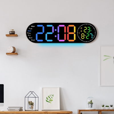 Picture of 17" Large Oval RGB LED Wall Clock 14 color mood Display Table office Alarm Clock