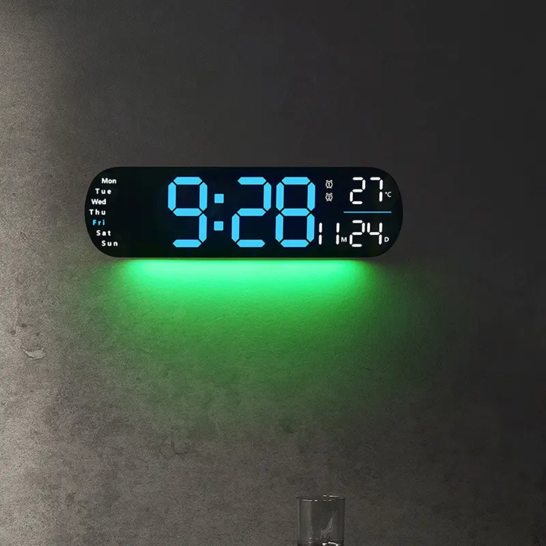Picture of 14" Oval LED Wall Clock with RGB Night Light Remote Control Alarm Clock