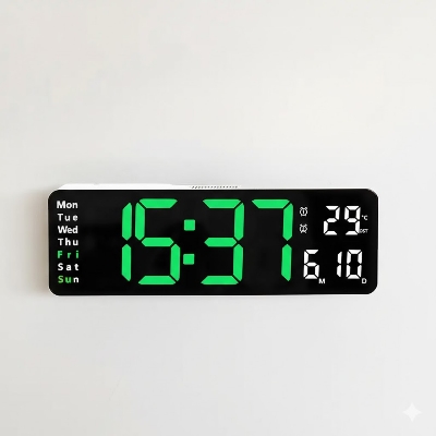Picture of 13" Remote Control Digital LED Wall Clock Time Temperature Alarm Clock