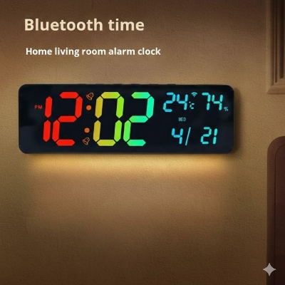 Picture of 15" Bluetooth time LED Wall clock RGB Display Alarm Clock Best Price in Bangladesh  Guaranteed