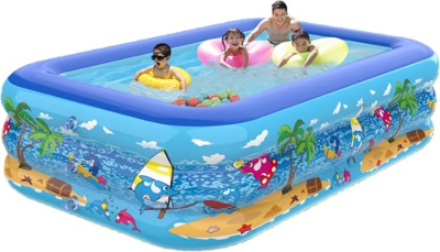 Picture of 130cm Inflatable Swimming Pool with Inflatable Soft Floor, Cool Summer Swimming for Kids and Family, Blow Up Pool for Backyard, Garden, Indoor or Outdoor.