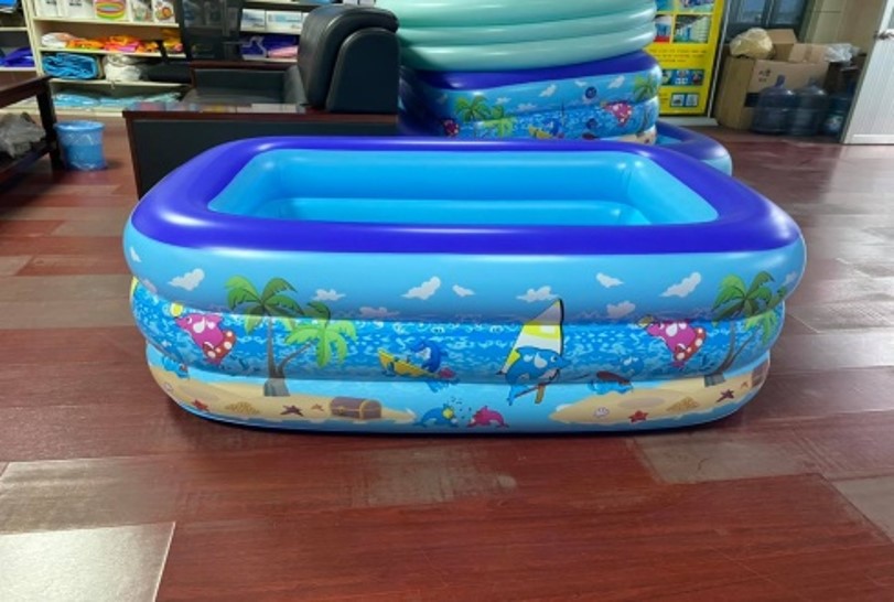 Picture of 130cm Inflatable Swimming Pool with Inflatable Soft Floor, Cool Summer Swimming for Kids and Family, Blow Up Pool for Backyard, Garden, Indoor or Outdoor.