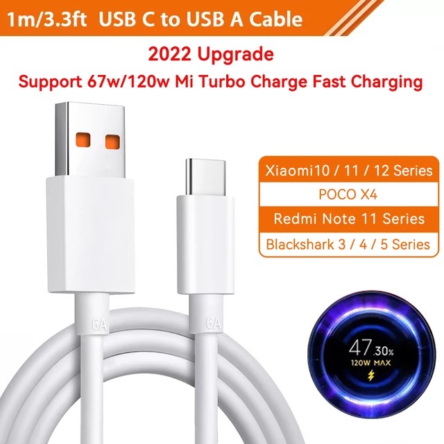 Picture of Xiaomi Origi-nal Usb Type C Cable 120W Charger Turbo Fast Charge Mi 13 12T Pro 12 S 11 Ultra Poco F3 Redmi Note 10 Black Shark 5