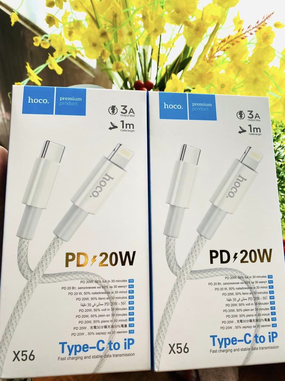 Picture of HOCO X56 Lightning 1M 20W PD Charging Data Cable - White