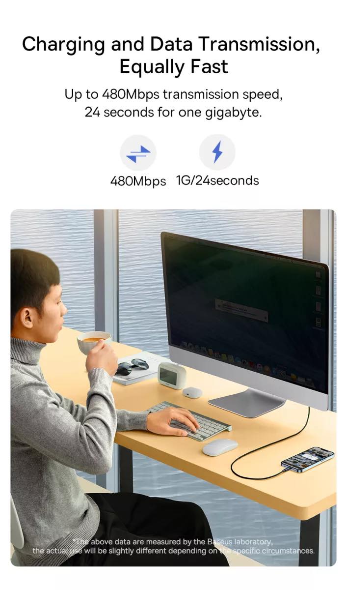 Picture of Baseus PD 20W USB C Fast Charging Cable for iPhone 14 13 12 11 Pro Max USB C Data Sync iPhone Cable