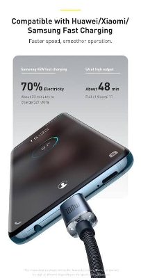 Picture of Baseus 100W USB Type C Cable for All Phone Supercharge 5A 100W Fast Charging USB-C Charger Cable for Phone Cord