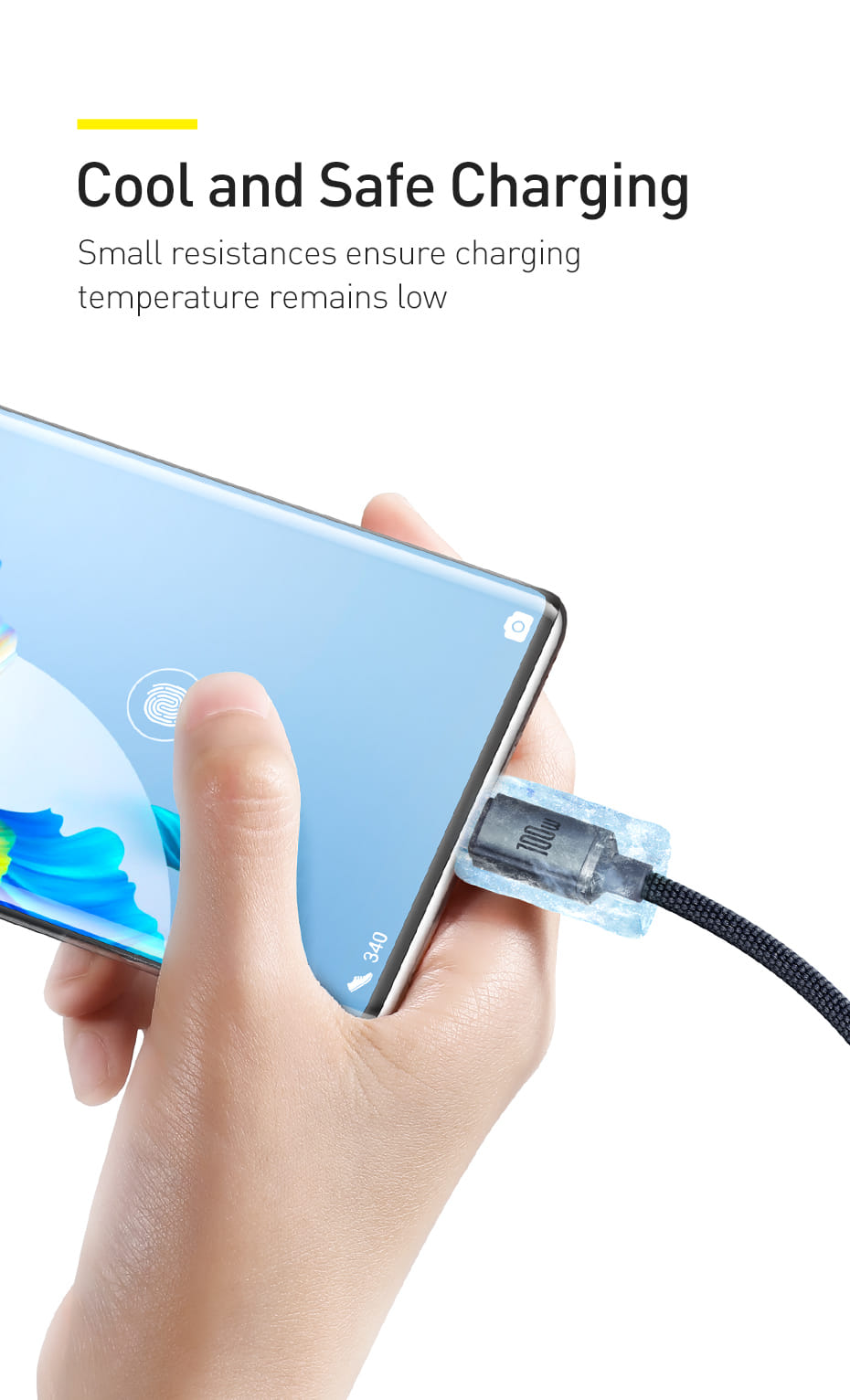 Picture of Baseus 100W USB Type C Cable for All Phone Supercharge 5A 100W Fast Charging USB-C Charger Cable for Phone Cord