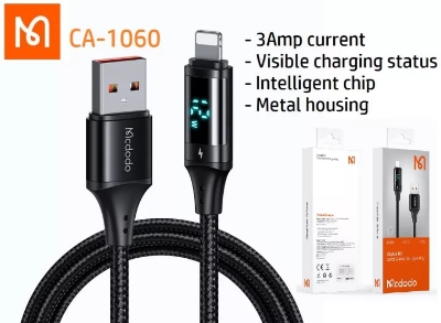 Picture of MCDODO CA-1060 Lightning 1.2M Digital Display Fast Charging Data Cable Black