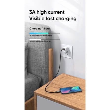 Picture of MCDODO CA-1060 Lightning 1.2M Digital Display Fast Charging Data Cable Black