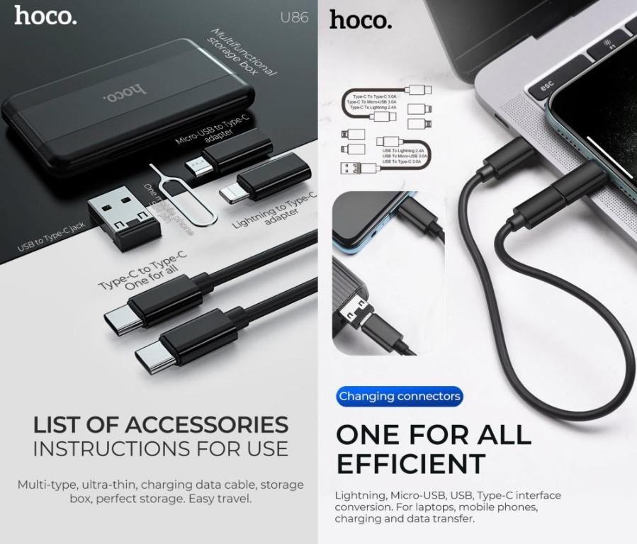 Picture of Hoco 6-in-1 Cable U86 Charging Data Sync With Storage Case