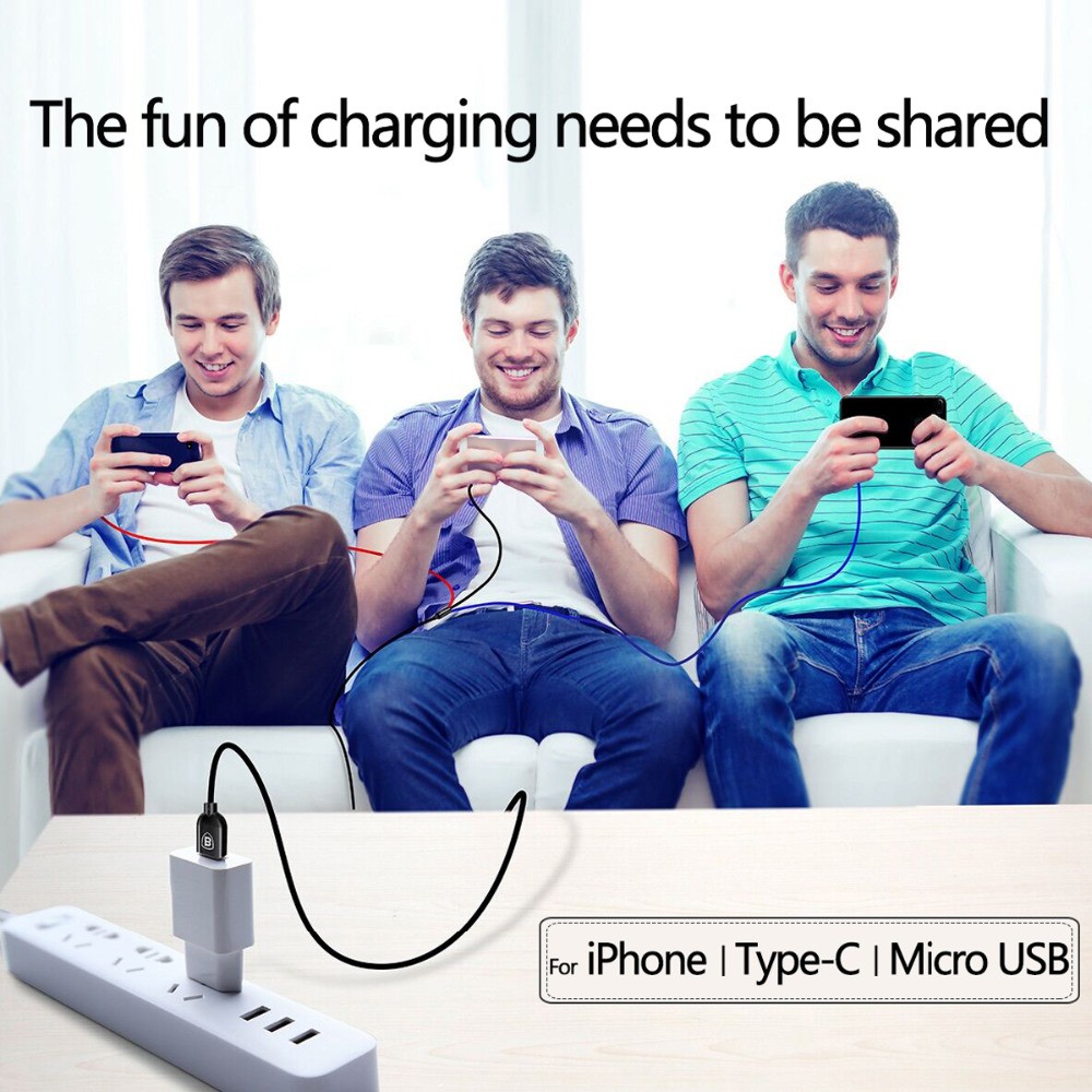 Picture of Baseus 3 in 1 USB Cable 3.5A Micro USB Type C Charging Lighting cable - 1.2 M