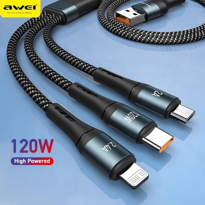 Picture of AWEI 120W 3in1 fast charging cable 1.2m