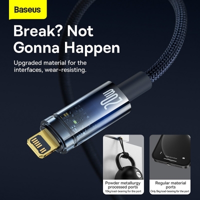 Picture of Baseus Cable Type-C to Lightning Explorer Series Auto Power-Off Fast Charging Data PD Cable Type-C to IP 20W 1m