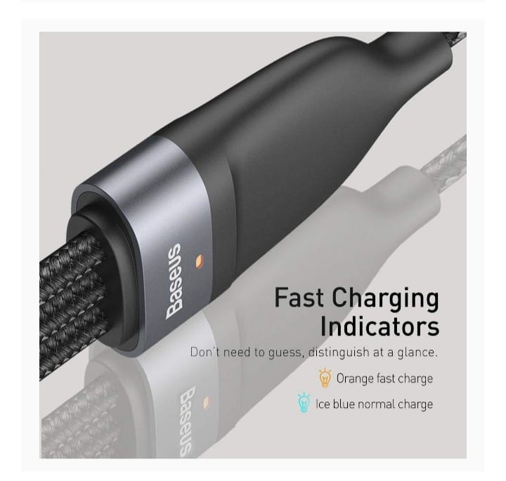 Picture of Baseus Flash Series 3 IN 1 66W Fast Charging Data Cable USB to M+L+C 5A 1.2m Black