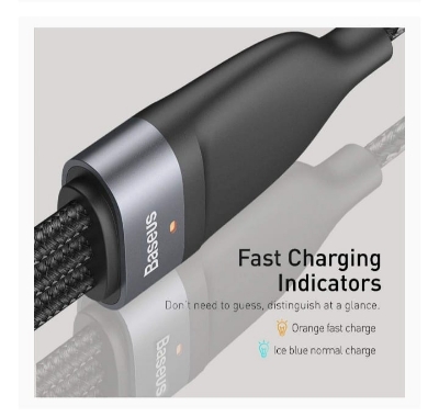 Picture of Baseus Flash Series 3 IN 1 66W Fast Charging Data Cable USB to M+L+C 5A 1.2m Black