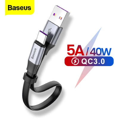 Picture of Baseus Power Bank Short Data Cable USB A to Type-C Cable 40W 5A - Cable Protector