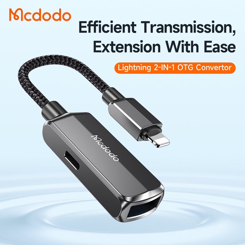 Picture of Mcdodo CA-269 2 in 1 USB to lightning OTG Converter Adapter For iP 14 Pro Max 13 12 11 Xr 8 7 U Disk Flash Drive Data Converter